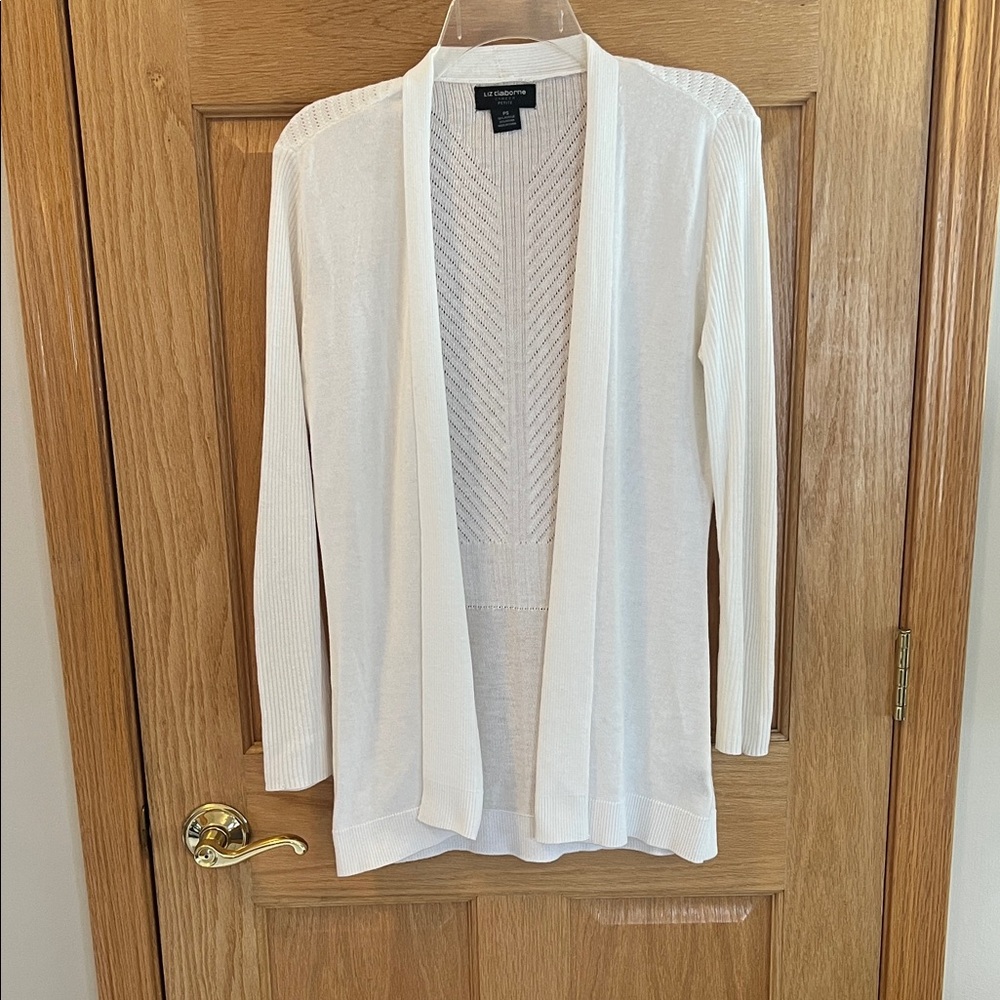 Liz Claiborne - White Open Cardigan - Small Petite - Picture 12 of 16